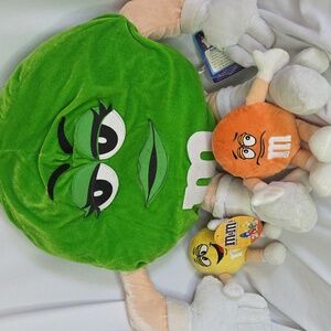 M&M Plush Bundle Vintage 2001 Used Condition Green M And M Yellow Orange
